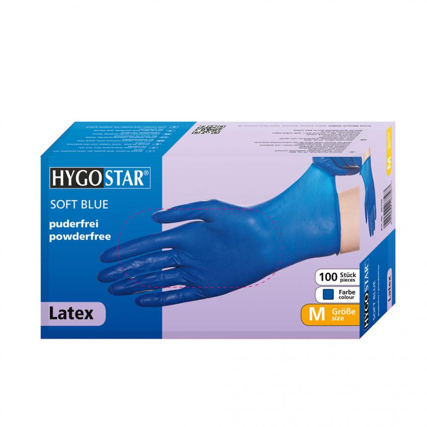 Latex – SOFT BLUE Einweghandschuhe – unsteril – puderfrei, 100 Stk.
