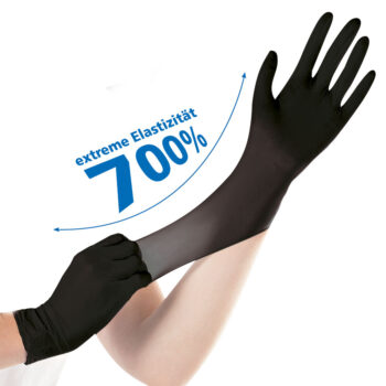Nitril Einweghandschuhe schwarz, Safe Super Stretch | puderfrei, 100 Stück
