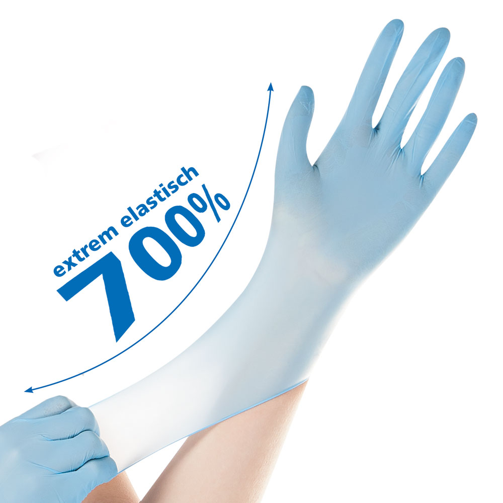 Nitril – Safe Super Stretch Einweghandschuhe, blau | puderfrei, 100 Stück