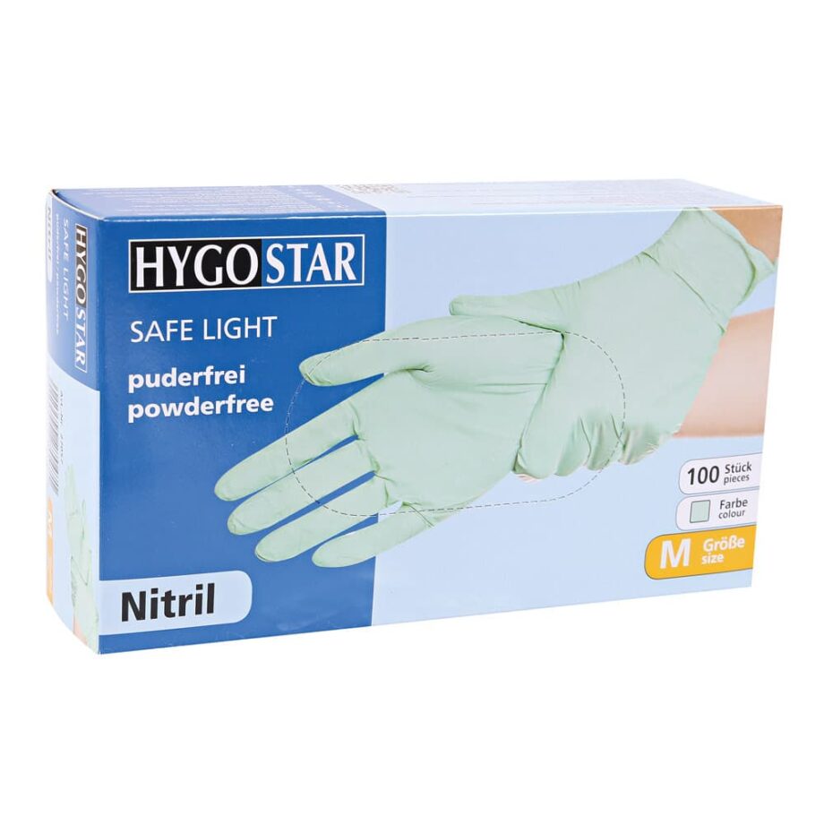 Nitril – Einweghandschuhe SAFE LIGHT, Größe M, puderfrei, mintgrün, 100 Stk.