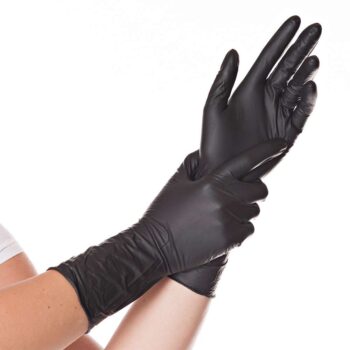 Nitril – SAFE LONG Einweghandschuhe, extra lang – unsteril – puderfrei, schwarz, 100 Stück