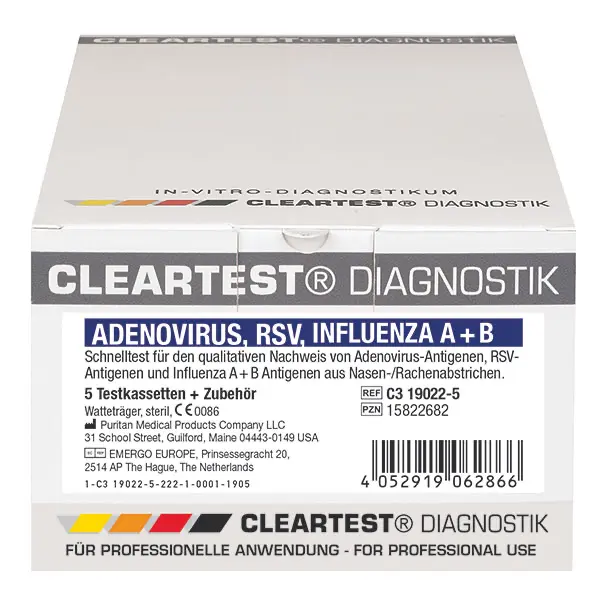 Cleartest Adenovirus / RSV / Influenza Test A + B