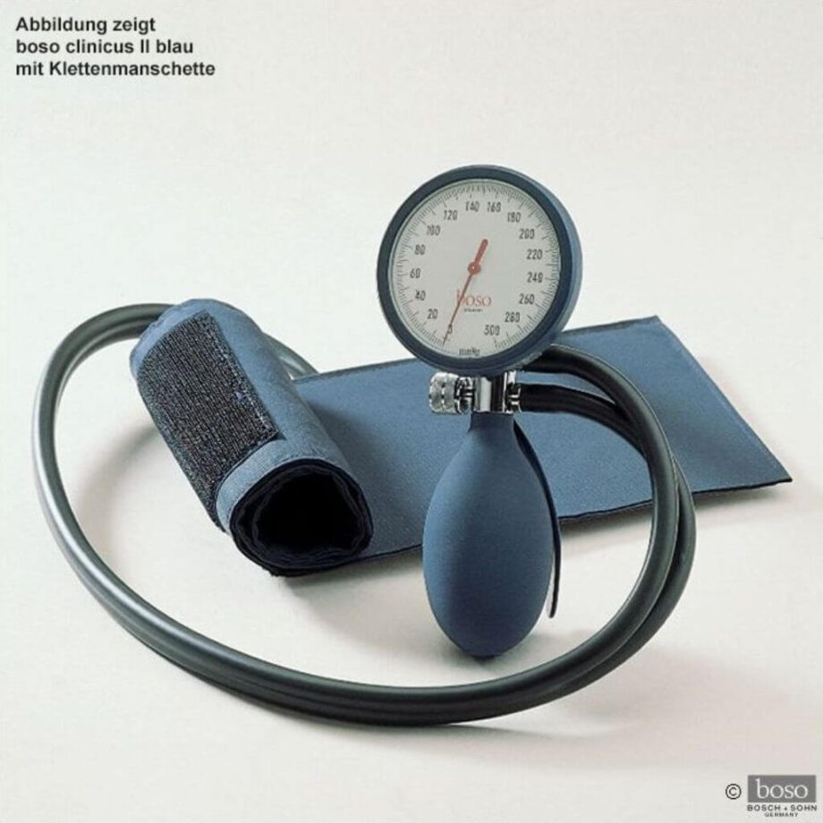 boso clinicus II Blutdruckmessgerät blau mit Klettenmanschette Ø 60 mm
