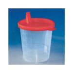Urinbecher 125ml mit Schnappdeckel, rot im Karton Urinbecher 125ml mit Schnappdeckel, rot im Karton