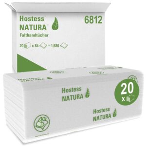 Hostess Natura Falthandtücher, C-Falzung, 2-lagig, weiß, 50 x 25cm (20 x 84 Stk.)