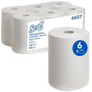 SCOTT Control Slimroll Rollenhandtücher, 1-lagig, weiß, 20cm x 165m (6 Rollen)