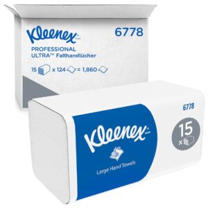 KLEENEX Ultra Falthandtücher, Interfold, M, 2-lagig, weiß, 31,5 x 21,5cm (15 x 124 Stk.)