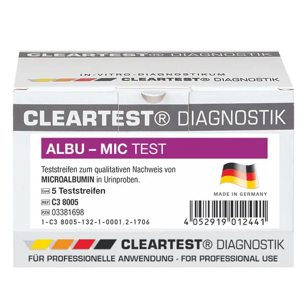 CLEARTEST Albumin Microalbumin Test, Nierenfunktions Teststreifen