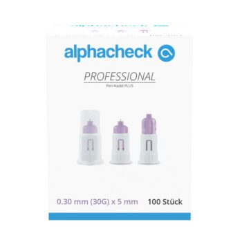 alphacheck professional Pen Nadeln PLUS 30G x 5mm, steril, 100 Stk.