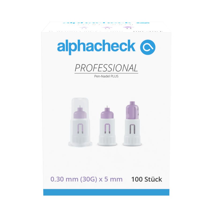 alphacheck professional Pen Nadeln PLUS 30G x 5mm, steril, 100 Stk.