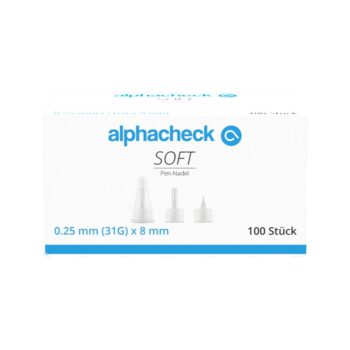 alphacheck soft Pen Nadeln 8mm, steril, mit Entsorgungsbox 0,2 Ltr.