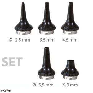 KaWe Dauer Otoskop Ohrtrichter Set, verschiedene Größen, schwarz