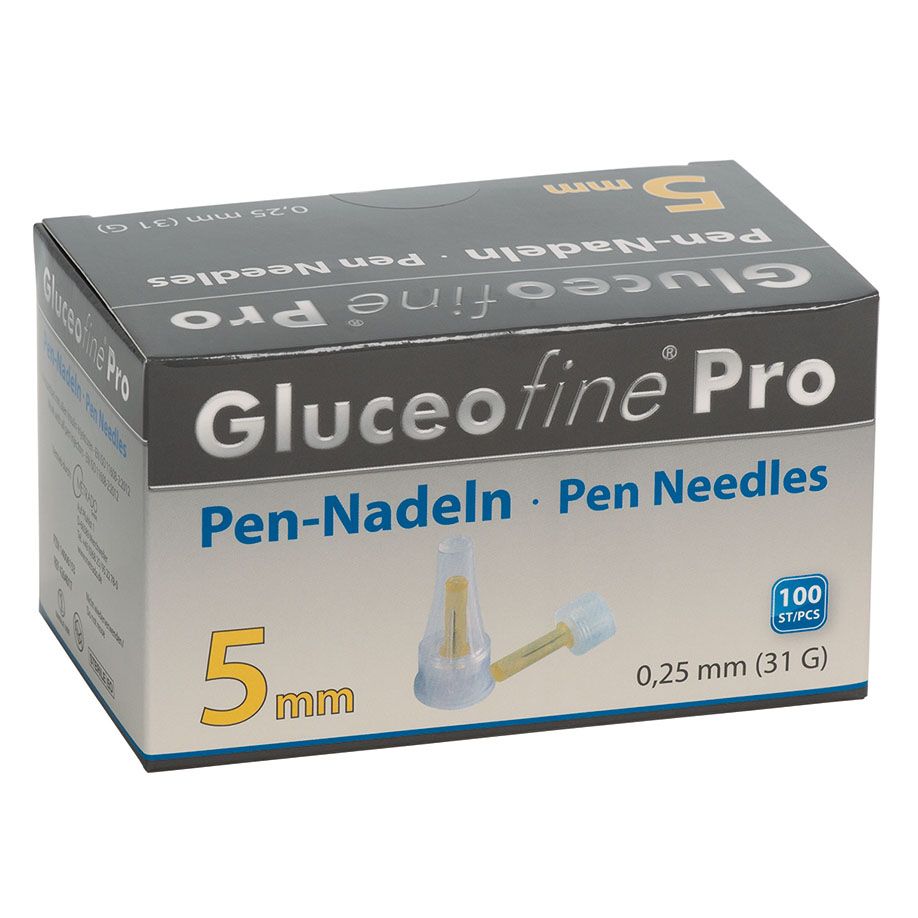 Gluceofine Pro Pen Nadeln 31G, 0,25 x 5mm, steril, 100 Stk.