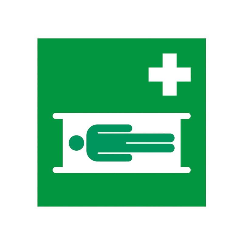 Symbol Krankentrage – Rettungszeichen, Folie selbstklebend, 15cm