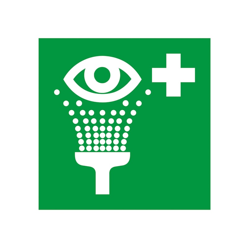Symbol Augenspüleinrichtung – Rettungszeichen, Kunststoff langnachleuchtend, selbstklebend, 15cm