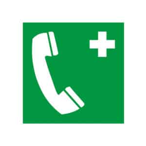 Symbol Notruftelefon - Rettungszeichen, Kunststoff langnachleuchtend, selbstklebend, 15cm