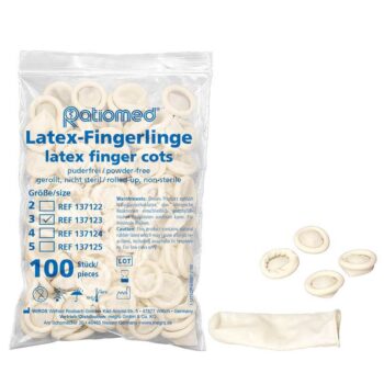 Fingerlinge Latex, puderfrei, unsteril ratiomed, Größe M