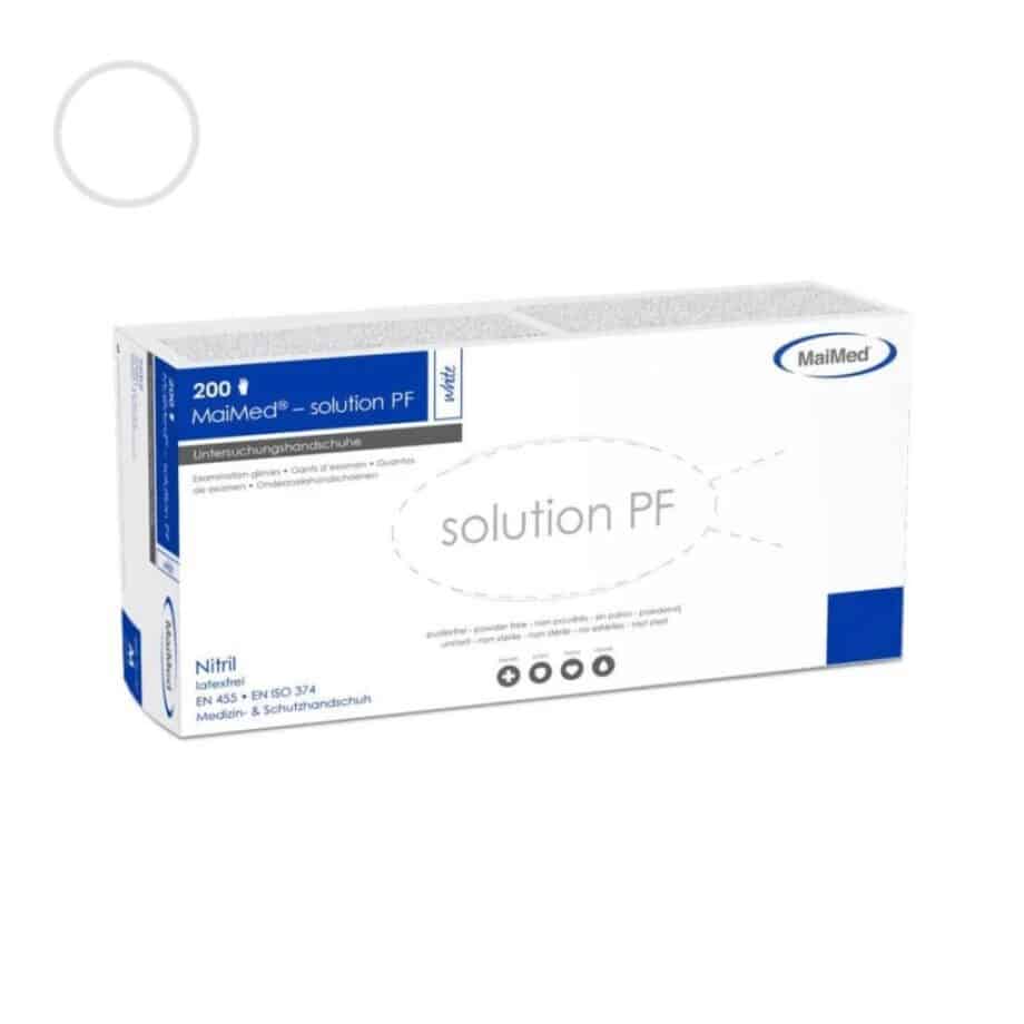 MaiMed SOLUTION, Nitril Einweghandschuhe, weiß, unsteril, puderfrei, Gr. S, 200 Stk.