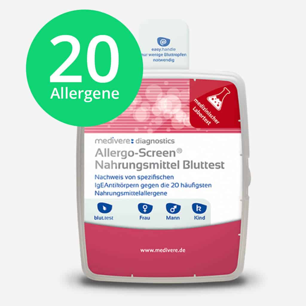 medivere Allergo-Screen® Nahrungsmittelunverträglichkeitstest Bluttest, 20 Allergene