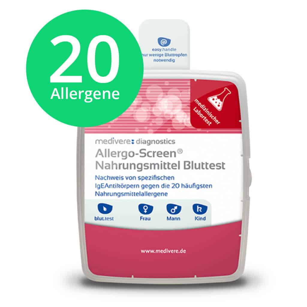medivere Allergo-Screen® Nahrungsmittelunverträglichkeitstest Bluttest, 20 Allergene